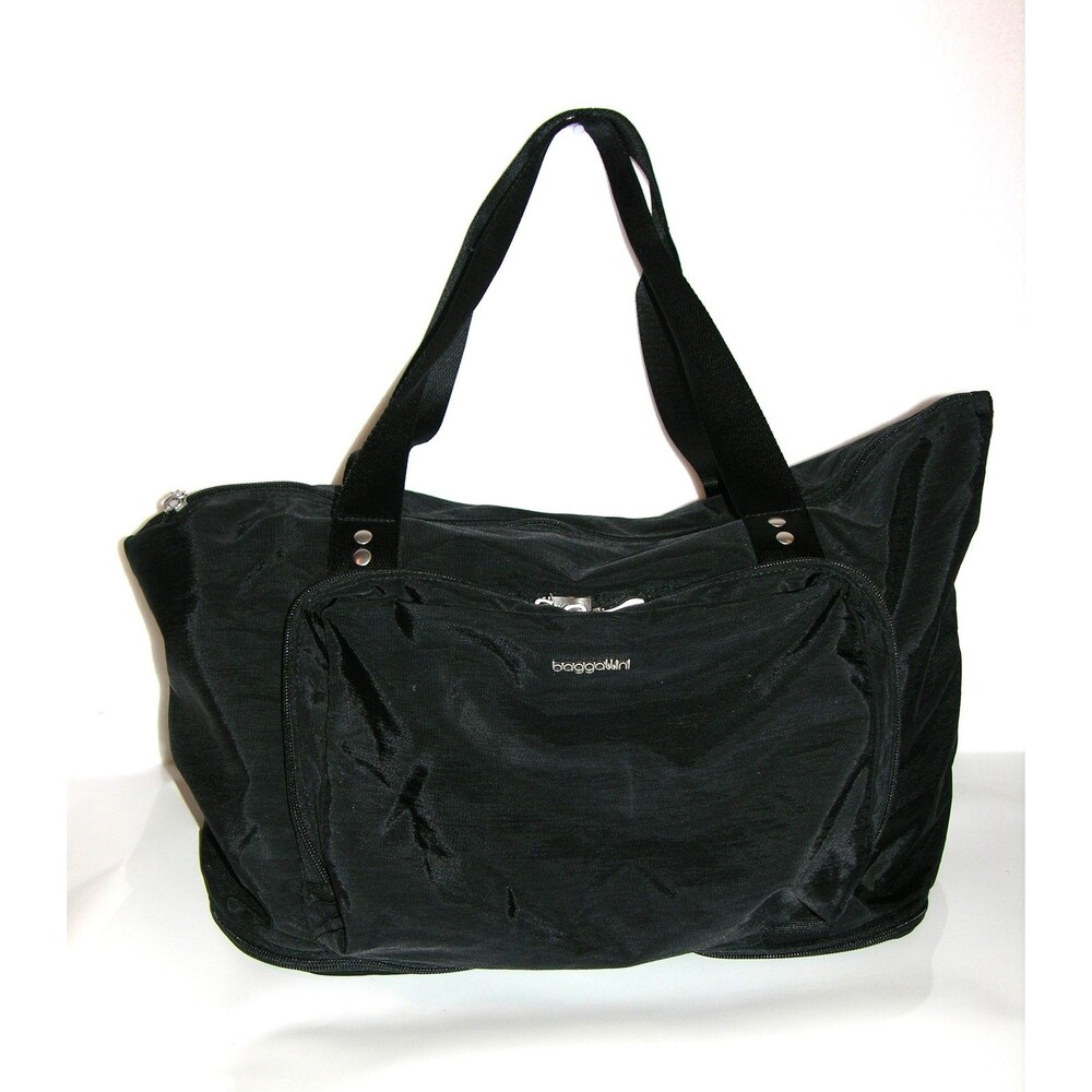 Baggallini Black Expandable Travel Tote Bag Duffel Carry-On Lightweight Nylon